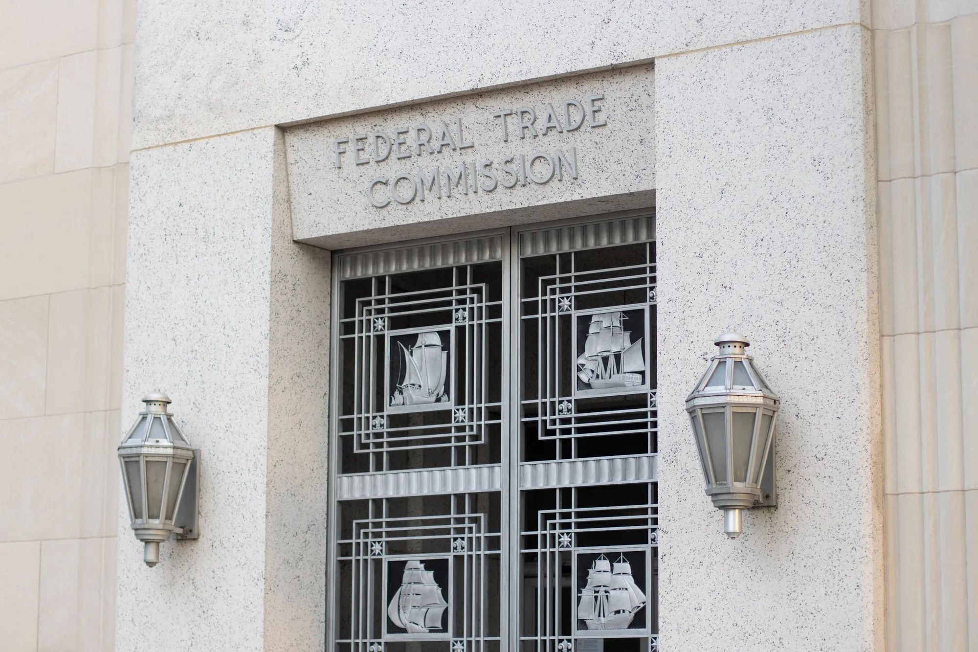 Washington, DC, USA - June 21, 2022: One of the entrances to the Federal Trade Commission Building in Washington, DC, that serves as the headquarters of the Federal Trade Commission (FTC).