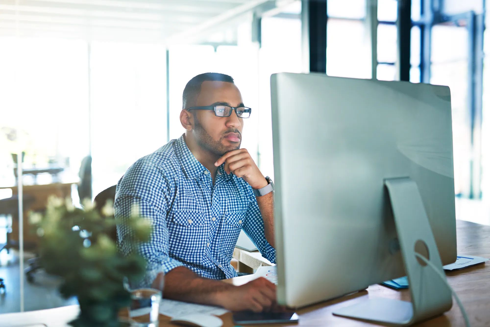 Business man on computer