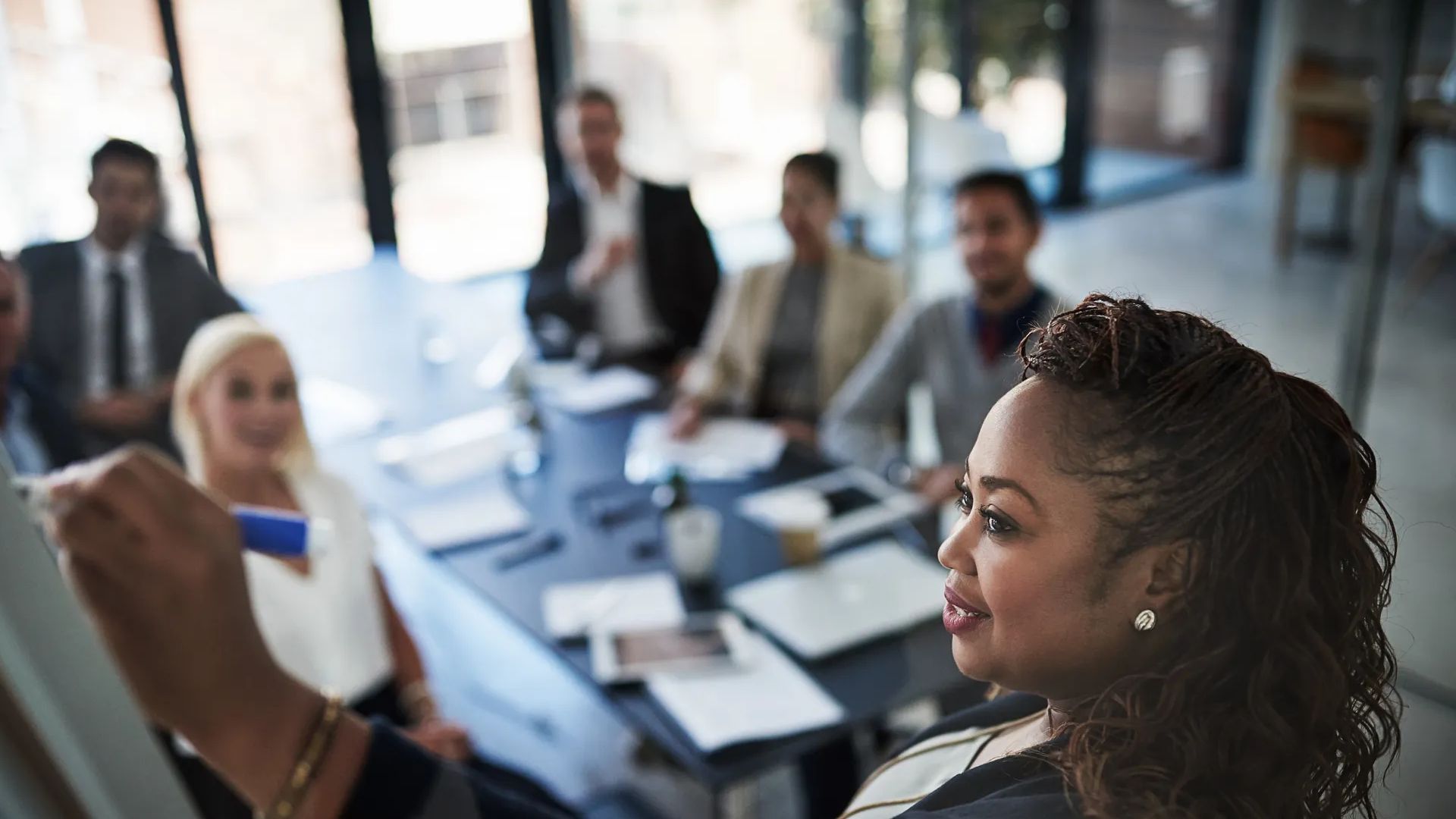 Shot of businesspeople having a meeting in the office.