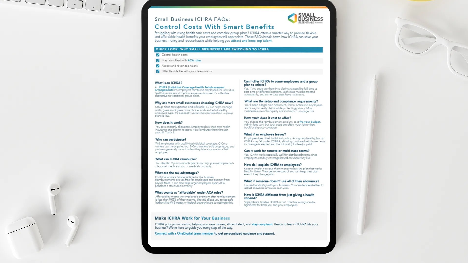 SBE ICHRA FAQ Mockup