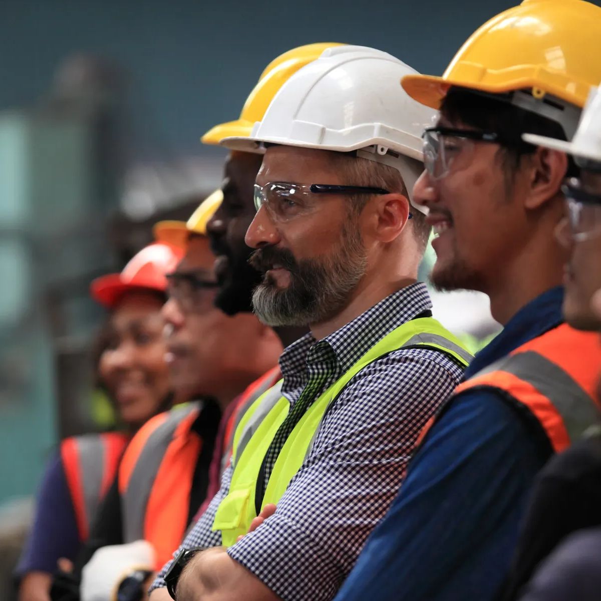 engineer team  full skill quality for maintenance and training  in industry factory worker , warehouse Workshop for factory operators, mechanical engineering team production.