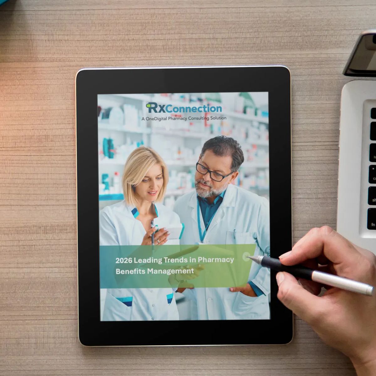 PBM Trends Guide Mockup-ipad on desk