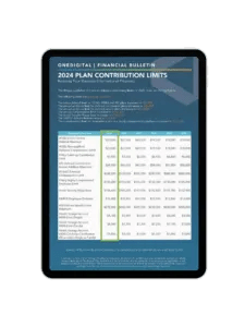 mockup image of OneDigital's 2024 Financial Bulletin