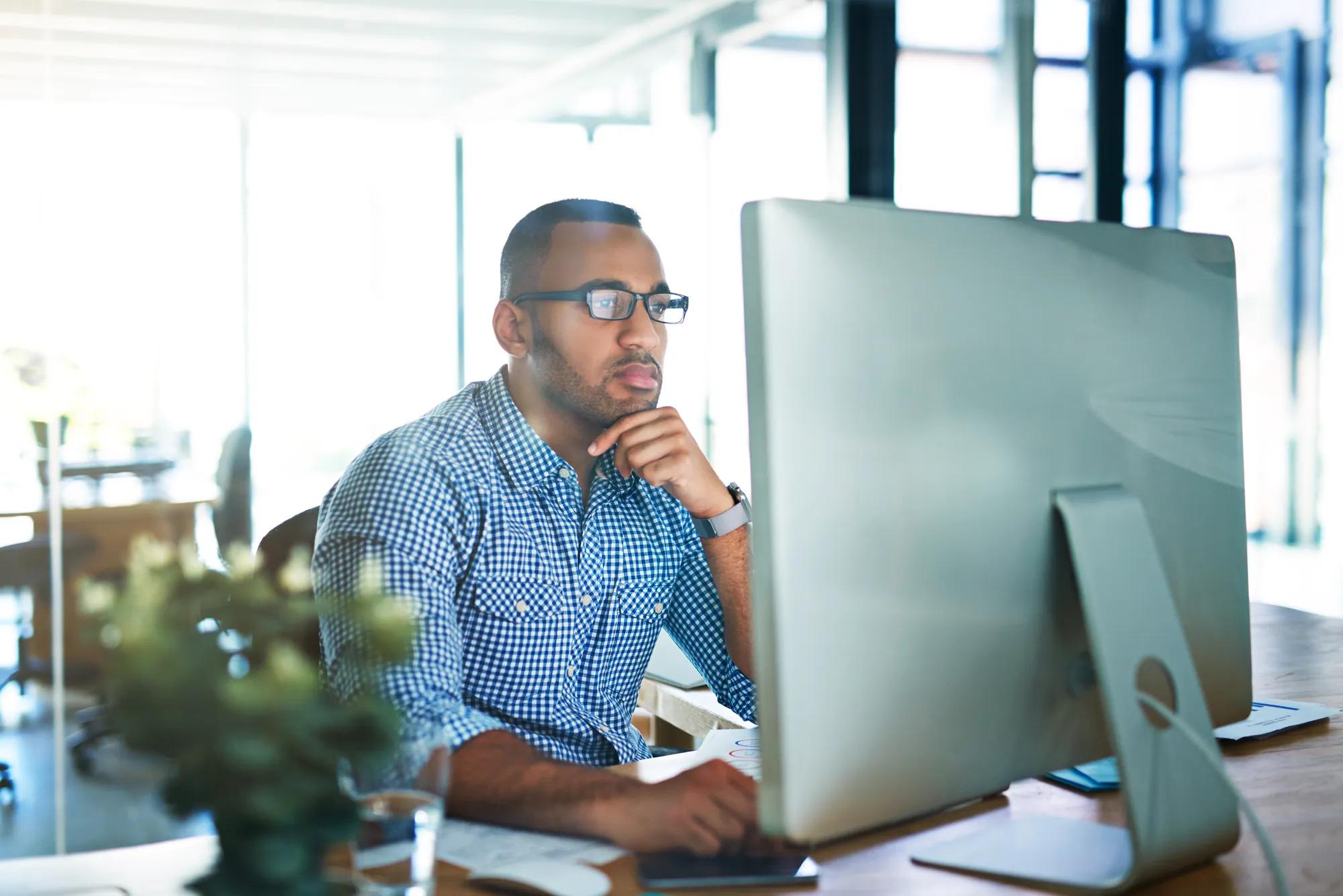 Business man on computer